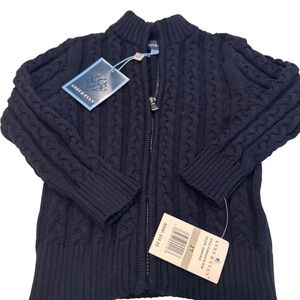NWT Andy & Evan Navy Blue Cable Knit Cardigan Zip Up Size 2T